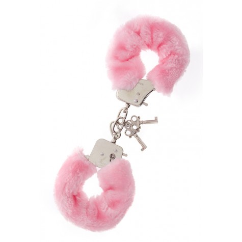 Металлические наручники с розовой меховой опушкой METAL HANDCUFF WITH PLUSH PINK