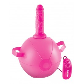 Розовый надувной мяч с вибронасадкой Vibrating Mini Sex Ball - 15,2 см.